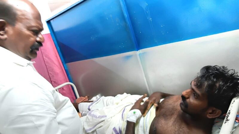 துப்பாக்கி சூடு நடத்துவதற்கு பனைத் தொழிலாளி என்ன தீவிரவாதியா?  போலீஸார் மீது கடும் நடவடிக்கை வேண்டும்!  மணிகண்டனை சந்தித்த பின் எர்ணாவூர் நாராயணன் பேட்டி!!